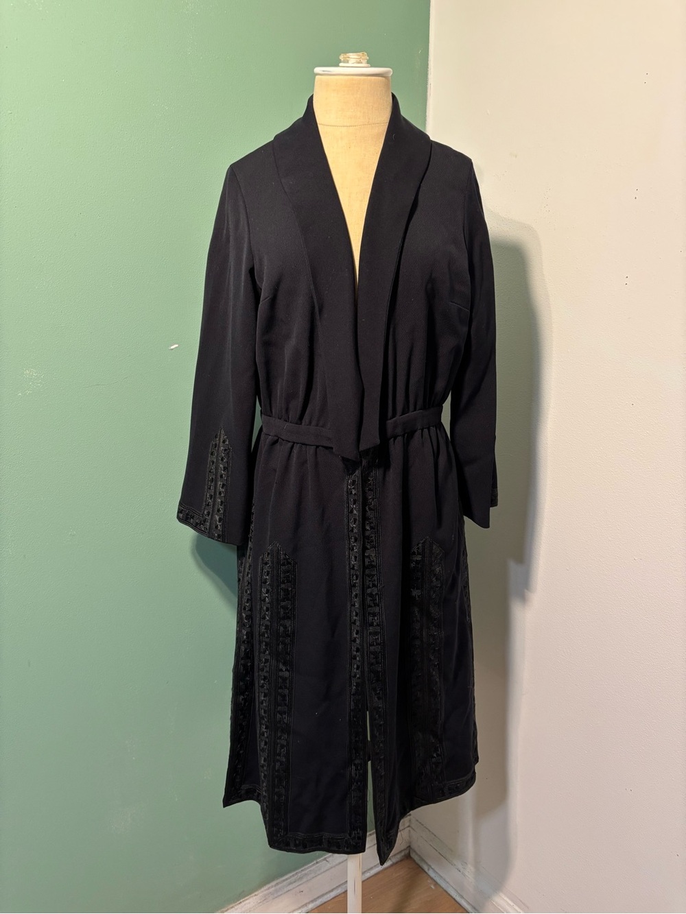 Antique Edwardian Women's Black Jacket with Embroidered Trim Detailing